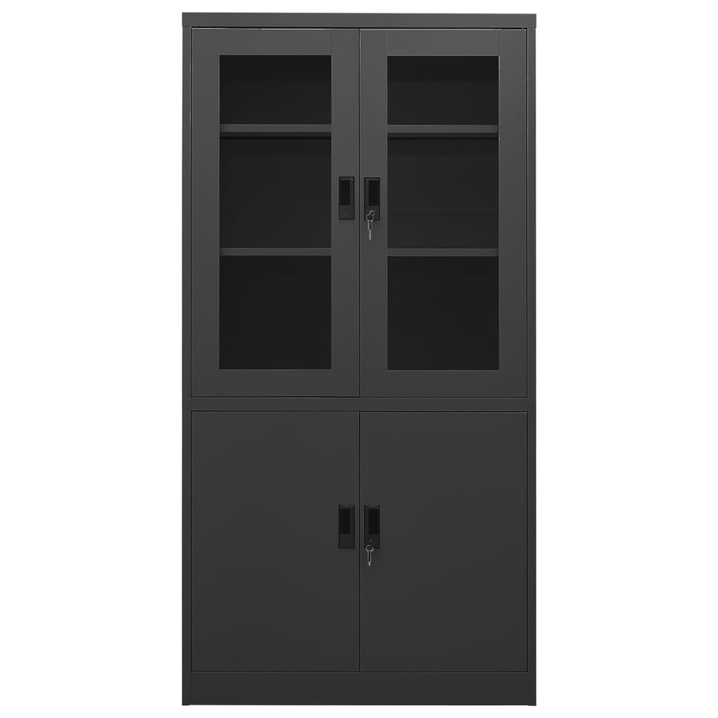 Kontorskap antrasitt 90x40x180 cm stål