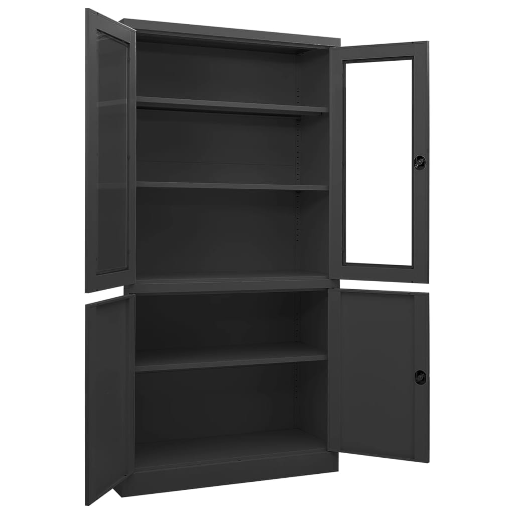 Kontorskap antrasitt 90x40x180 cm stål