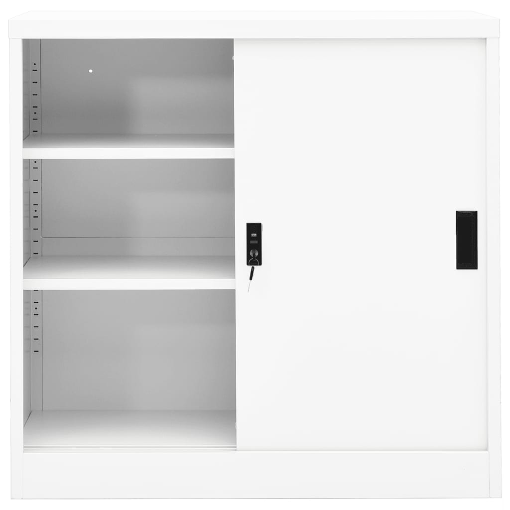 Kontorskap med skyvedør 90x40x90 cm stål hvit vidaXL