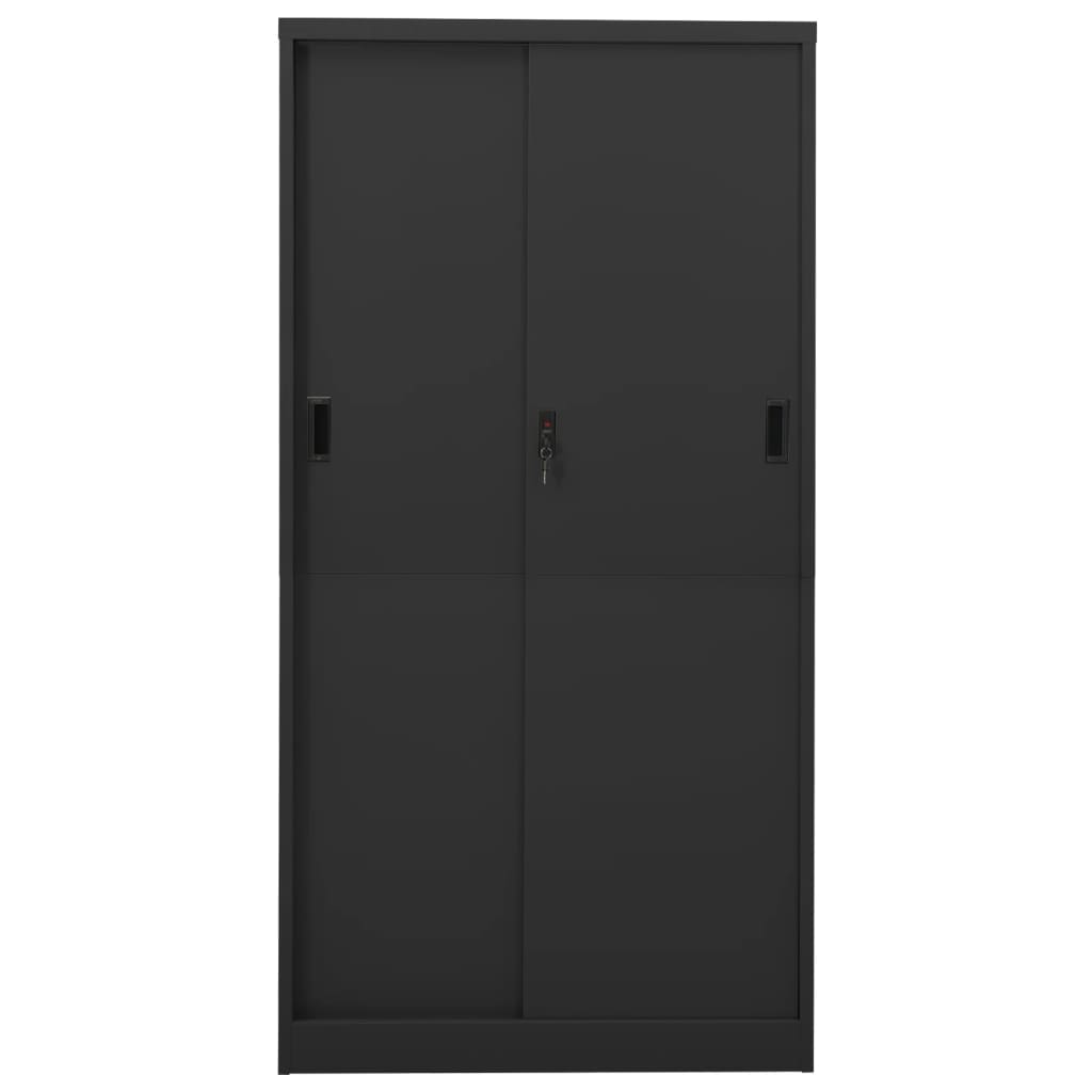 Kontorskap med skyvedør 90x40x180 cm stål antrasitt