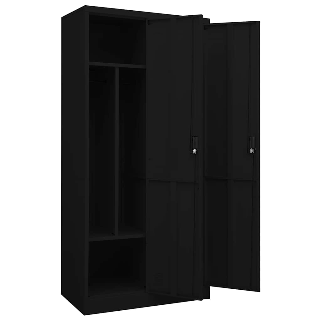 Garderobe svart 80x50x180 cm stål