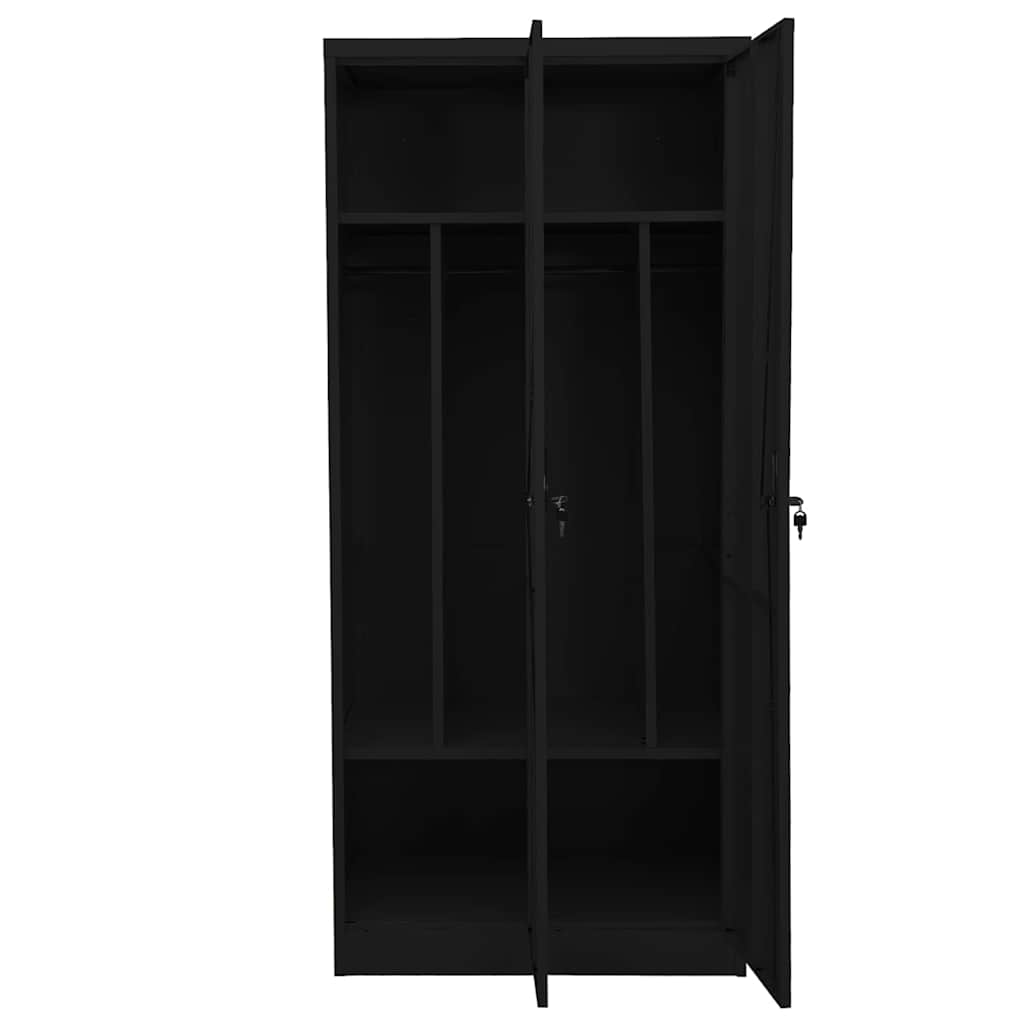 Garderobe svart 80x50x180 cm stål