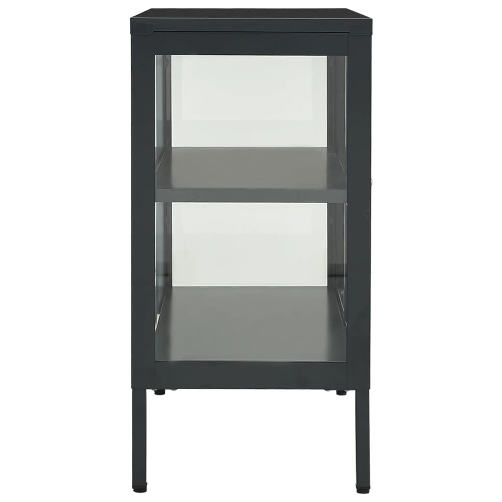 Skjenk antrasitt 70x35x70 cm stål og glass