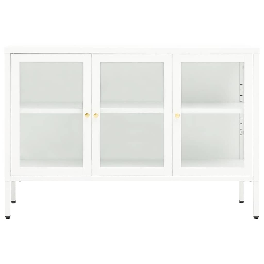 Skjenk hvit 105x35x70 cm stål og glass