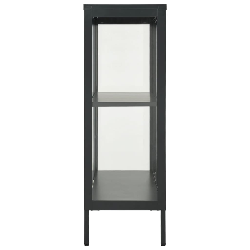 Skjenk antrasitt 75x35x105 cm stål og glass
