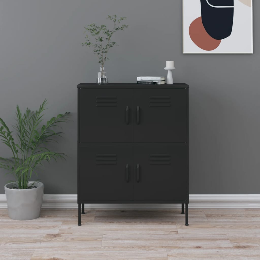 Oppbevaringsskap svart 80x35x101,5 cm stål