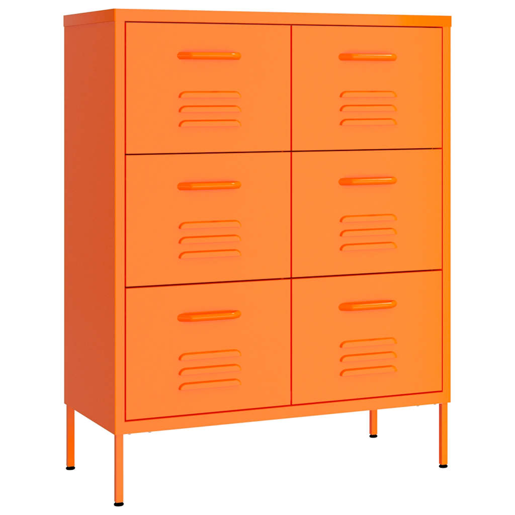 Kommode oransje 80x35x101,5 cm stål