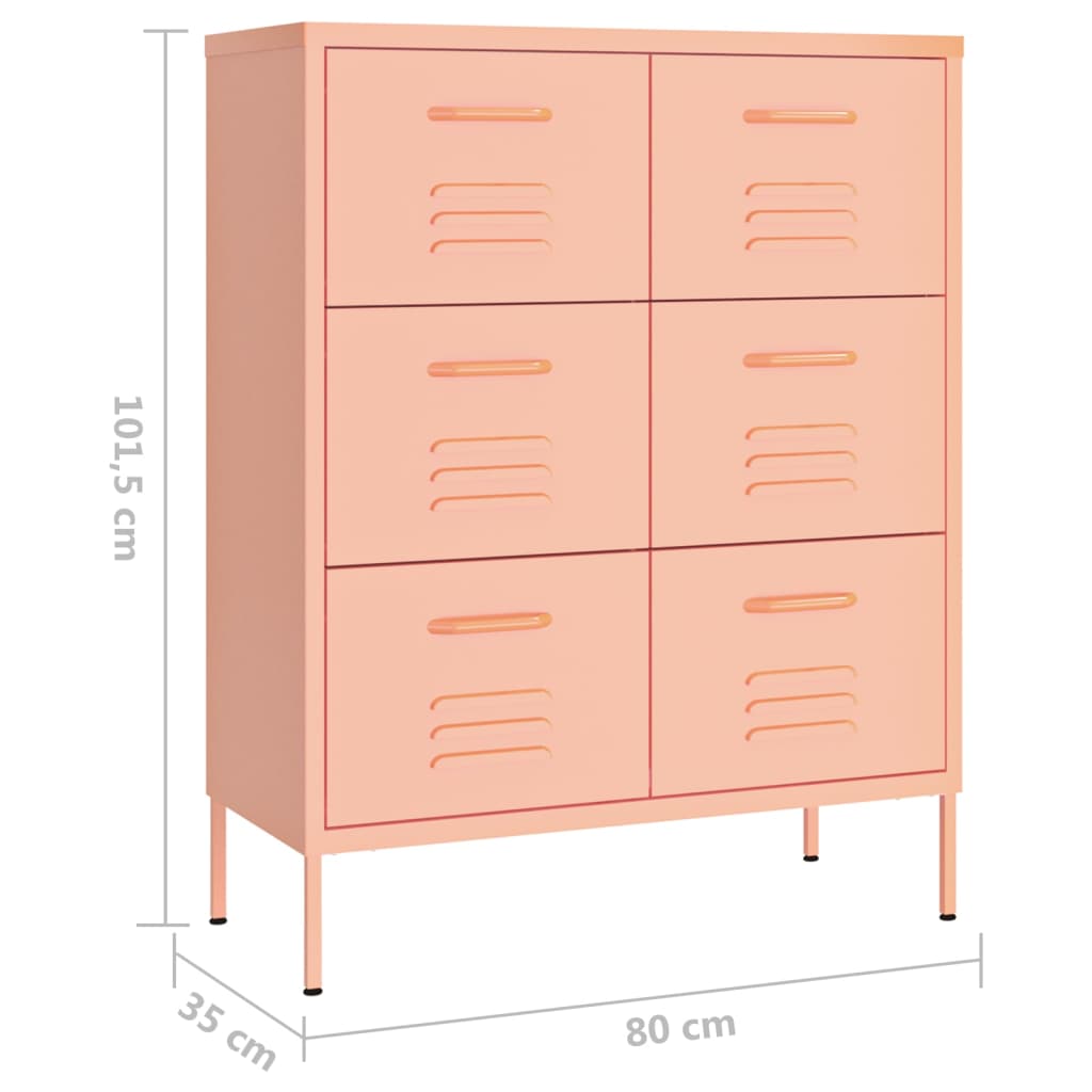 Kommode rosa 80x35x101,5 cm stål