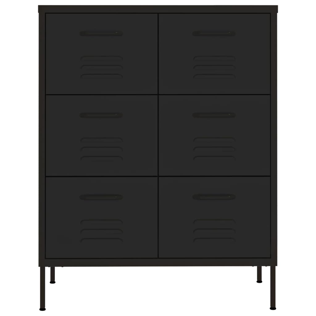 Kommode svart 80x35x101,5 cm stål vidaXL