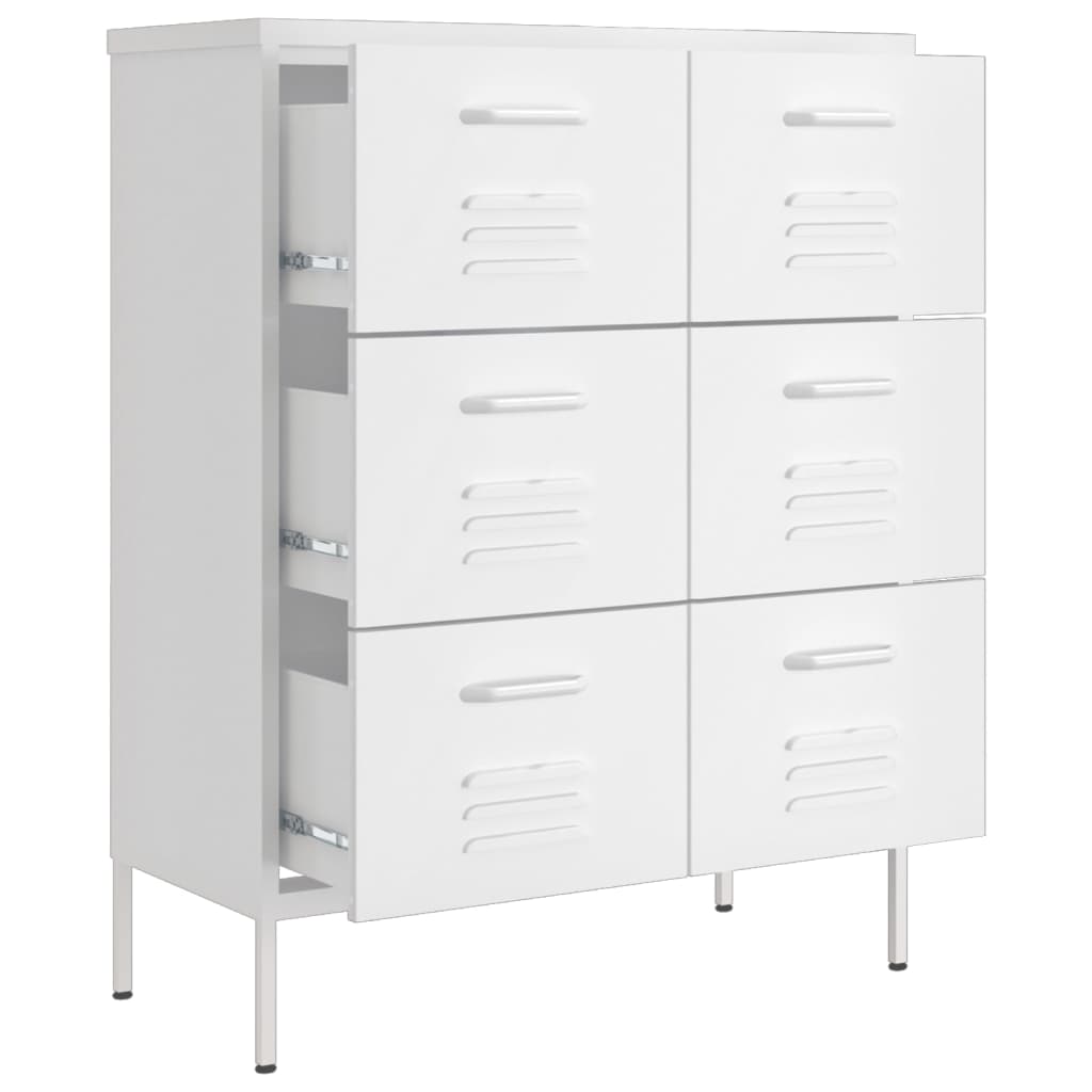 Kommode hvit 80x35x101,5 cm stål
