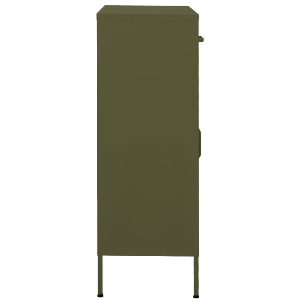 Oppbevaringsskap olivengrønn 80x35x101,5 cm stål