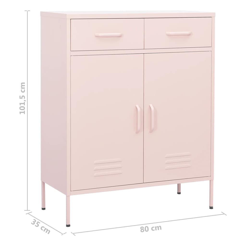 Oppbevaringsskap rosa 80x35x101,5 cm stål vidaXL