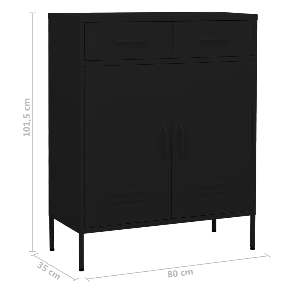 Oppbevaringsskap svart 80x35x101,5 cm stål