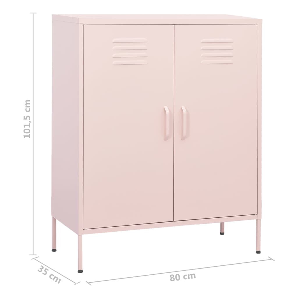 Oppbevaringsskap rosa 80x35x101,5 cm stål