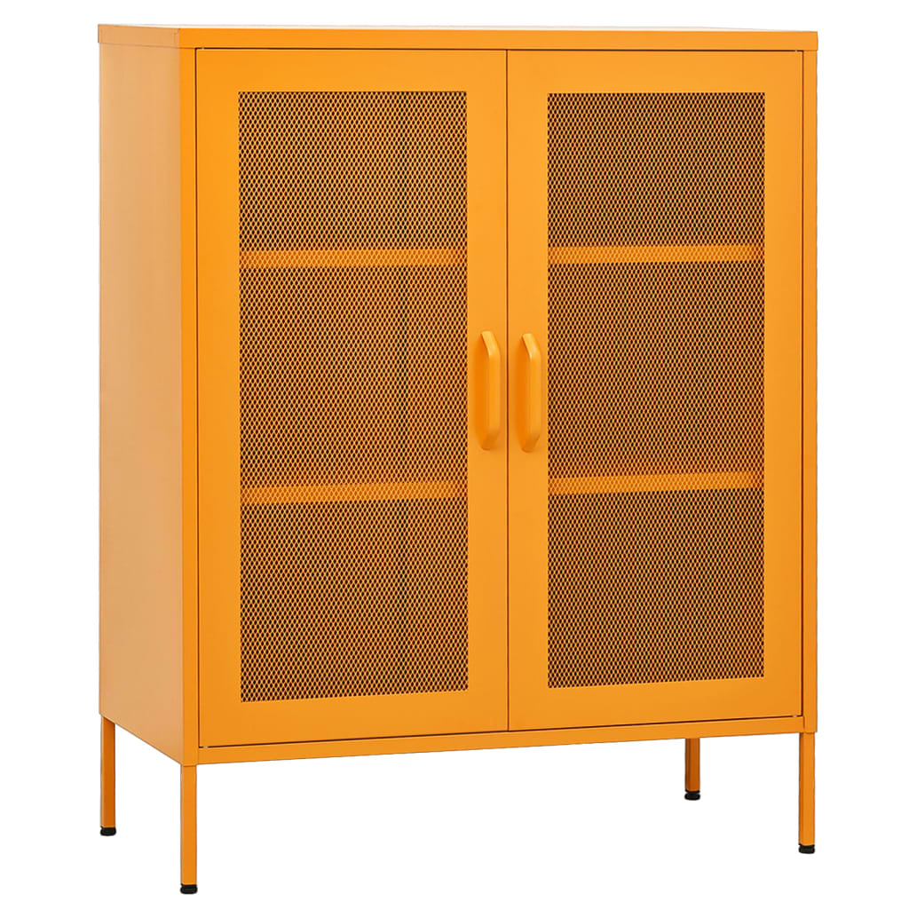 Oppbevaringsskap sennepsgul 80x35x101,5 cm stål