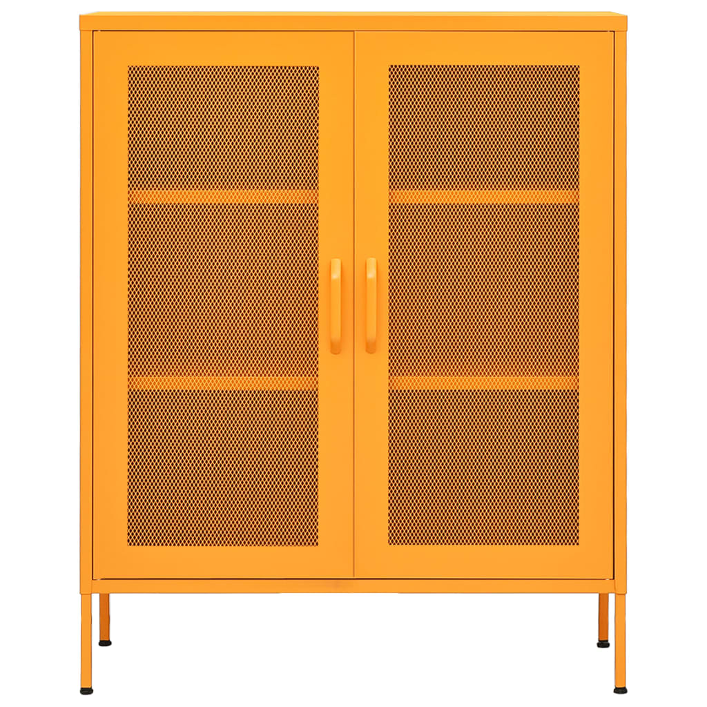Oppbevaringsskap sennepsgul 80x35x101,5 cm stål