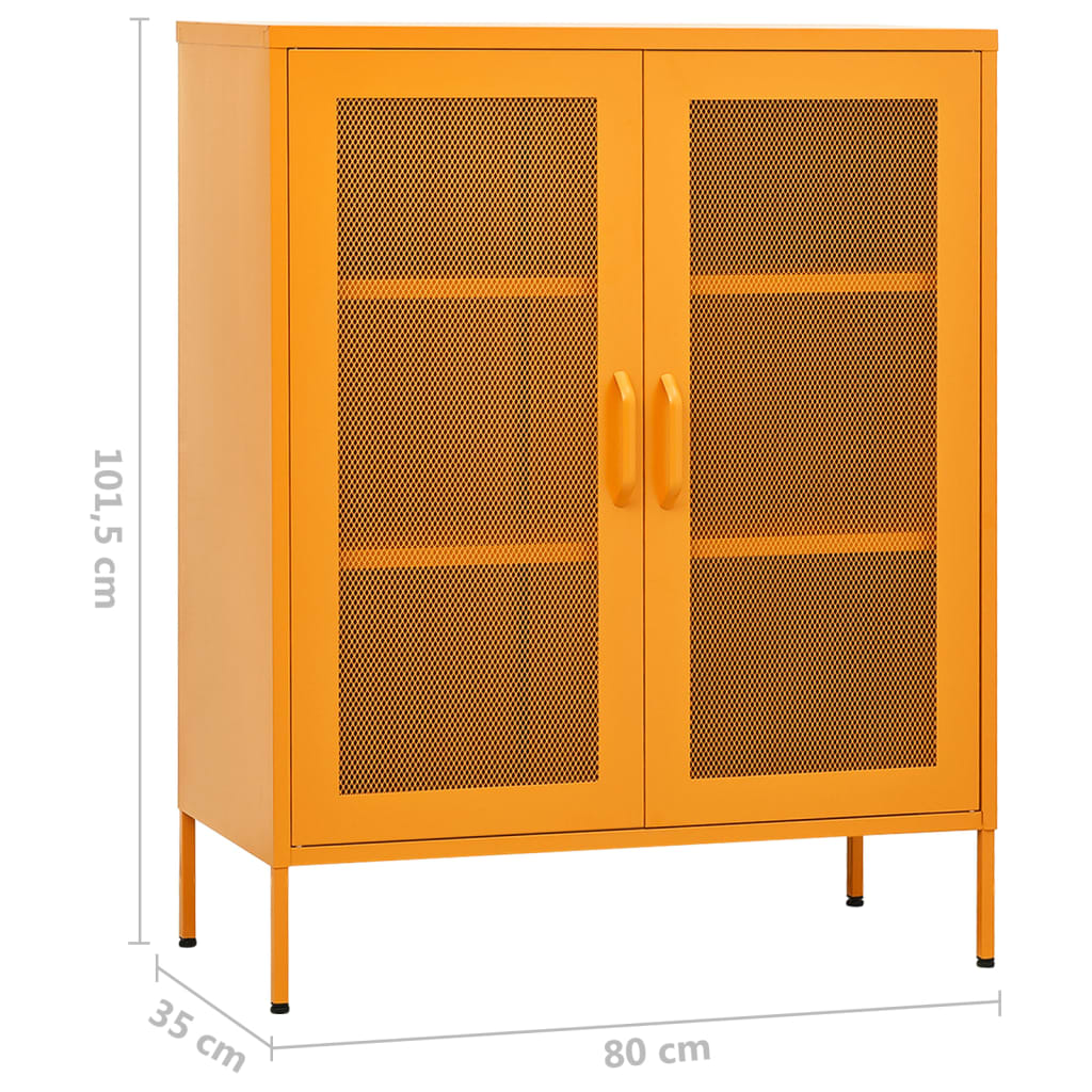 Oppbevaringsskap sennepsgul 80x35x101,5 cm stål