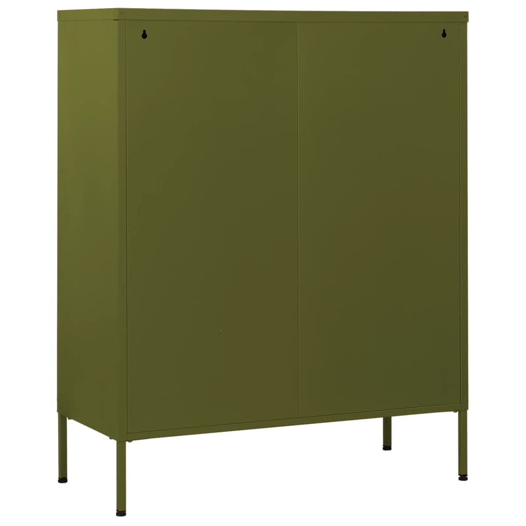 Kommode olivengrønn 80x35x101,5 cm stål vidaXL