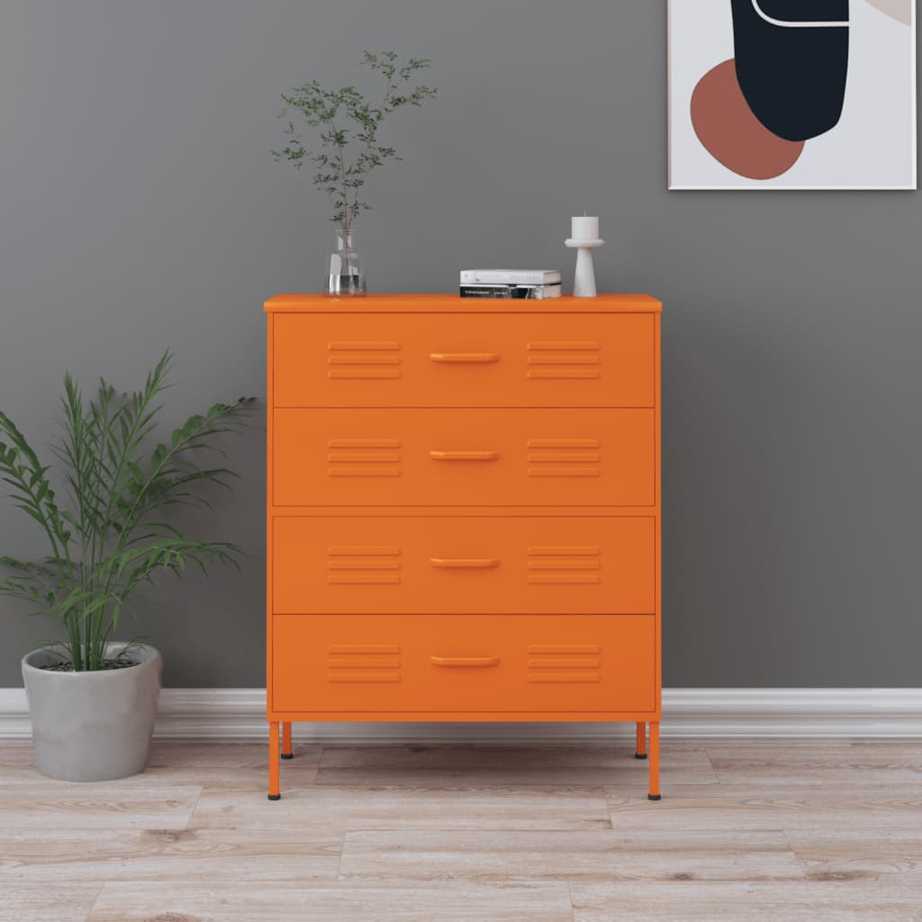 Kommode oransje 80x35x101,5 cm stål vidaXL
