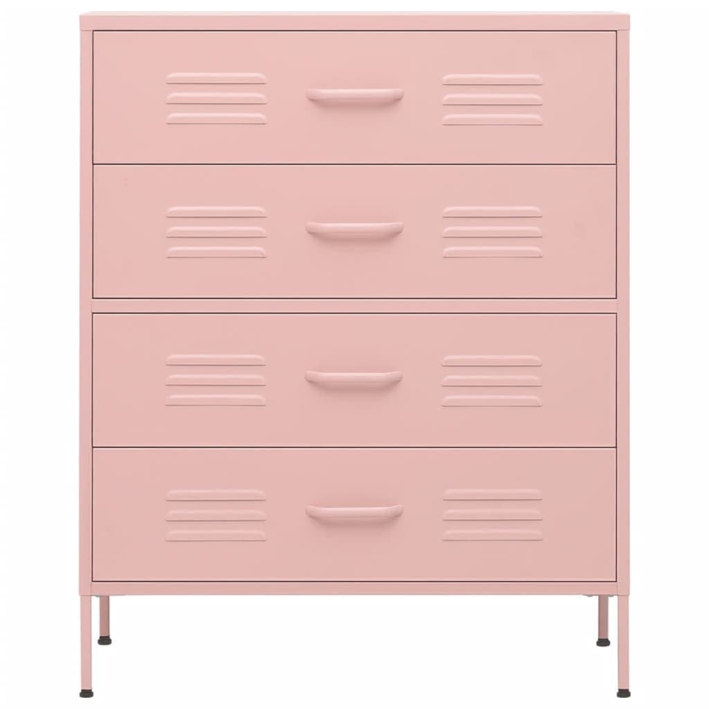 Kommode rosa 80x35x101,5 cm stål vidaXL
