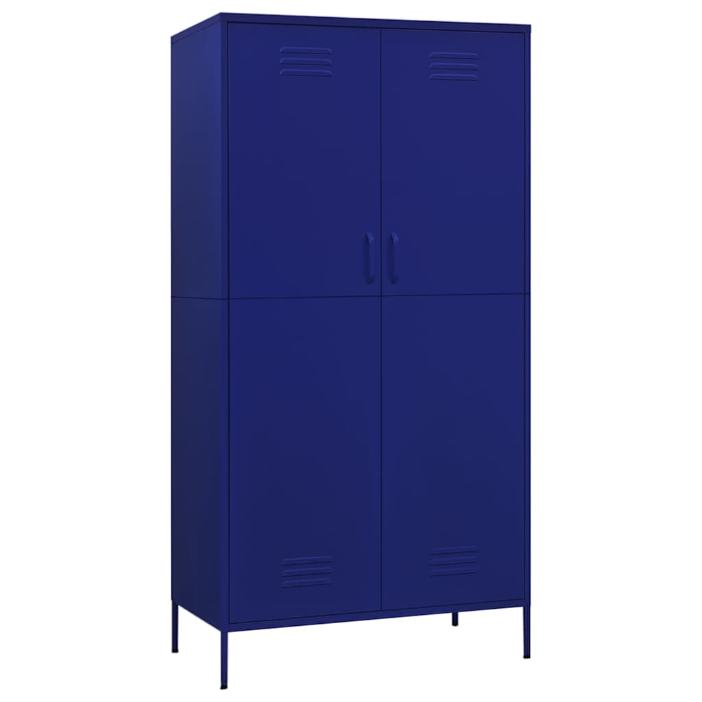 Garderobe marineblå 90x50x180 cm stål