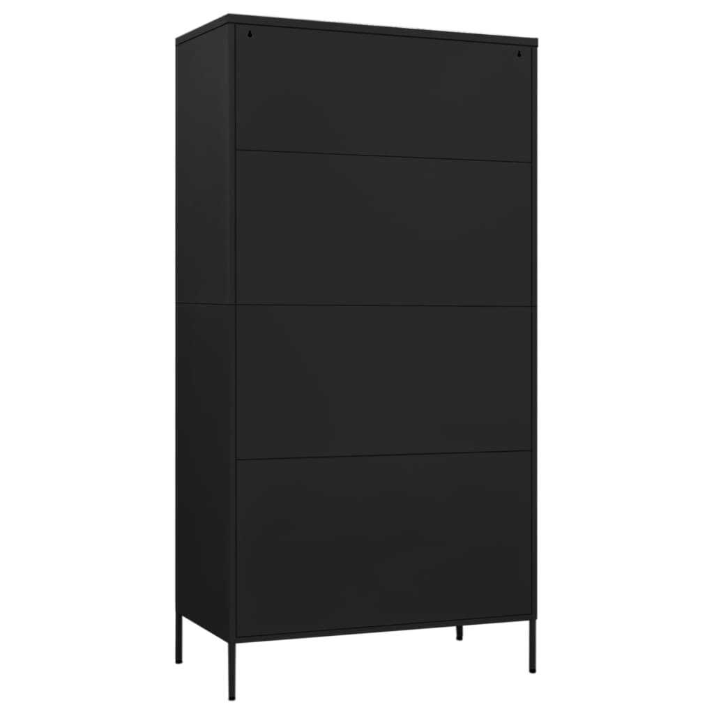 Garderobe svart 90x50x180 cm stål