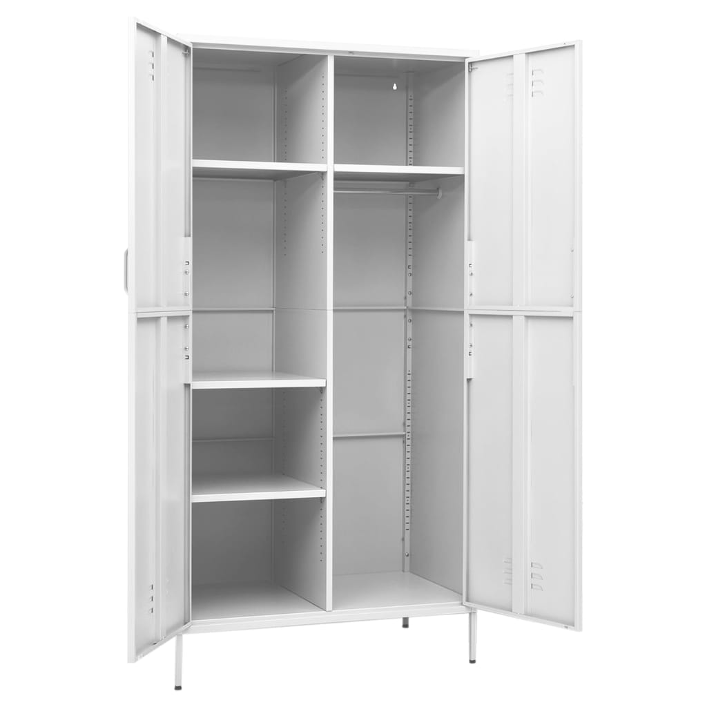 Garderobe hvit 90x50x180 cm stål