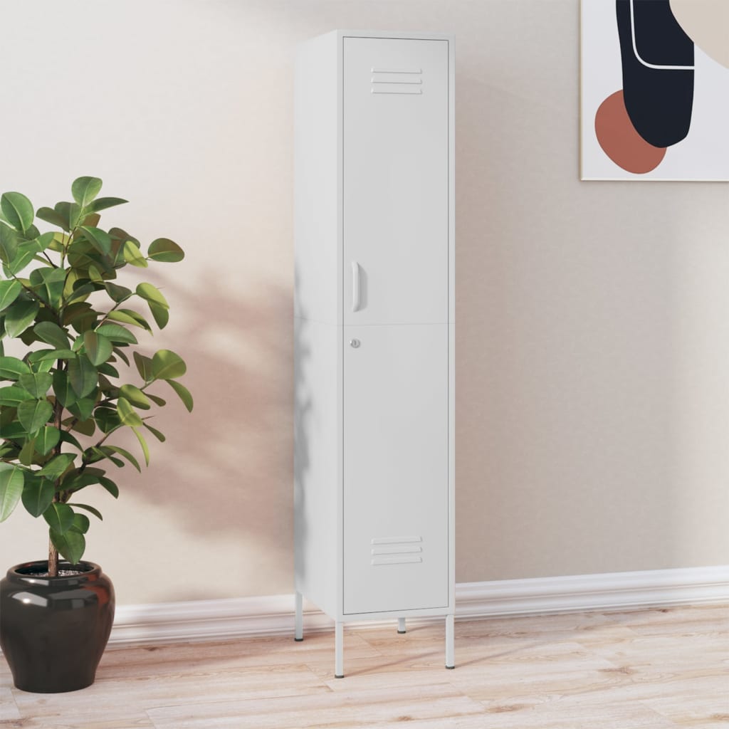 Oppbevaringsskap hvit 35x46x180 cm stål