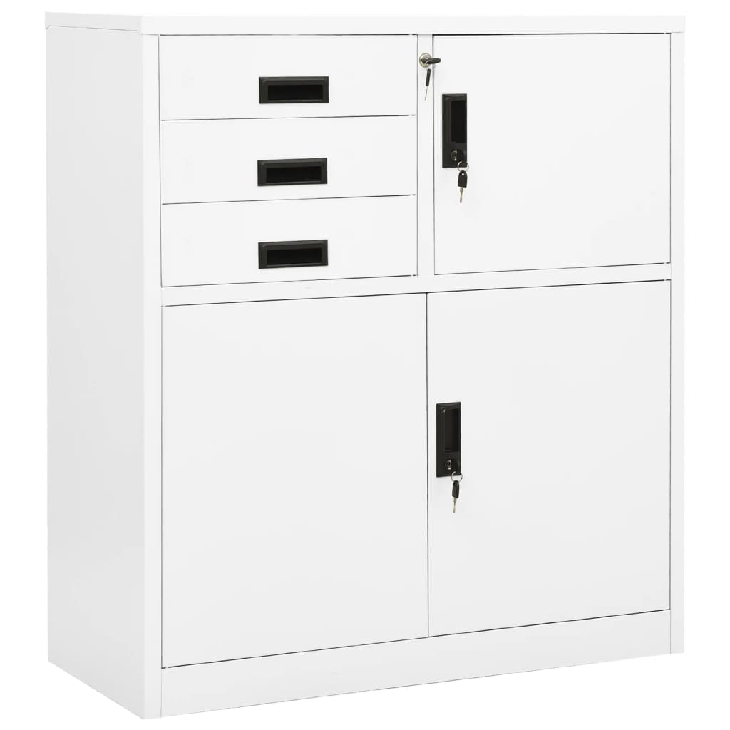 Kontorskap hvit 90x40x102 cm stål vidaXL