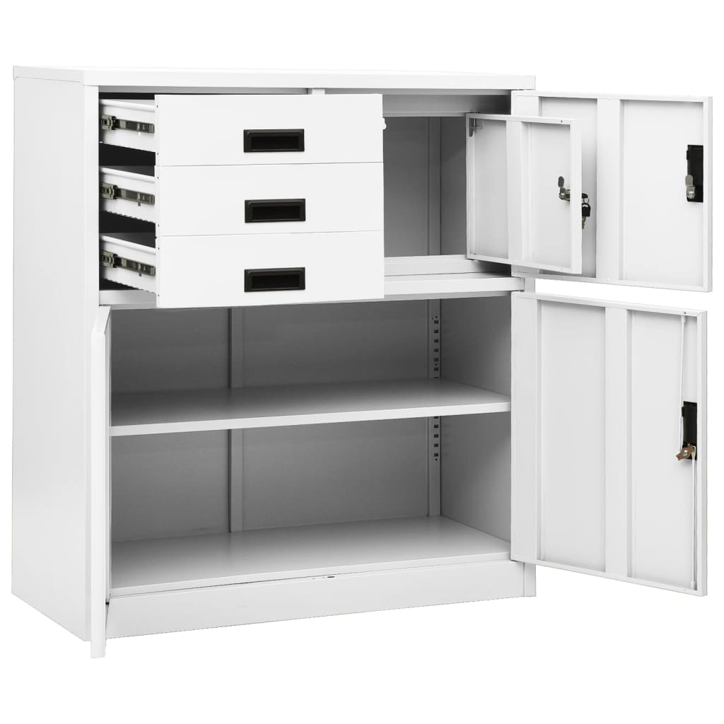 Kontorskap hvit 90x40x102 cm stål vidaXL