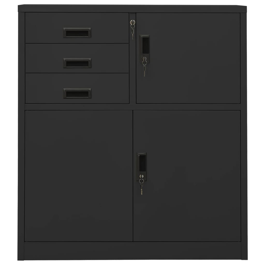 Kontorskap antrasitt 90x40x102 cm stål