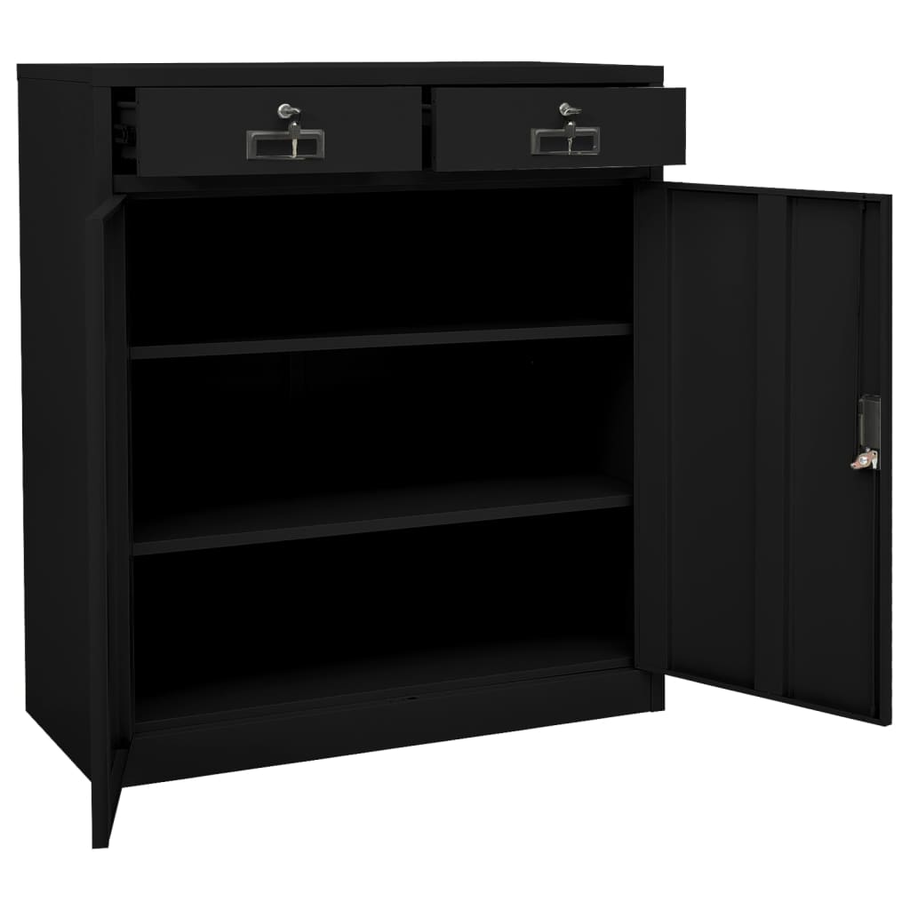 Kontorskap svart 90x40x102 cm stål vidaXL