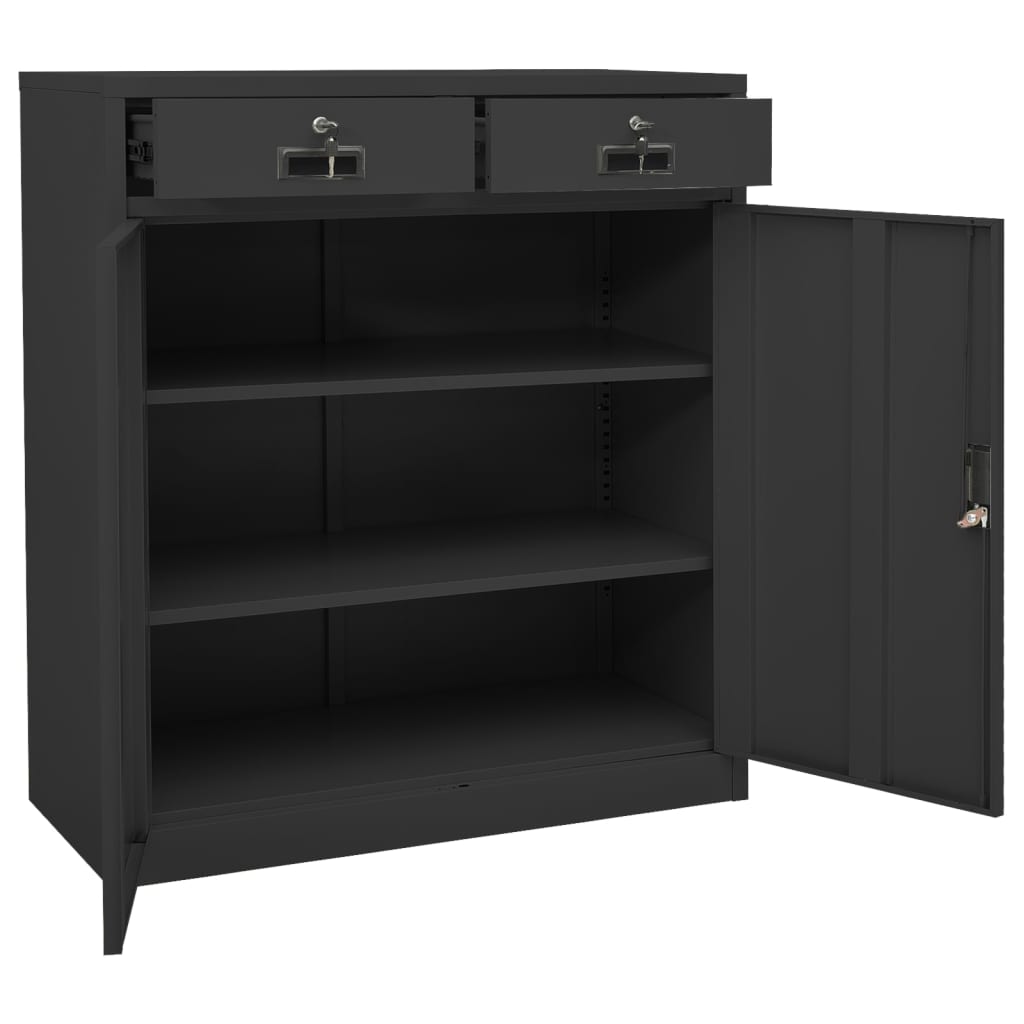 Kontorskap antrasitt 90x40x102 cm stål vidaXL