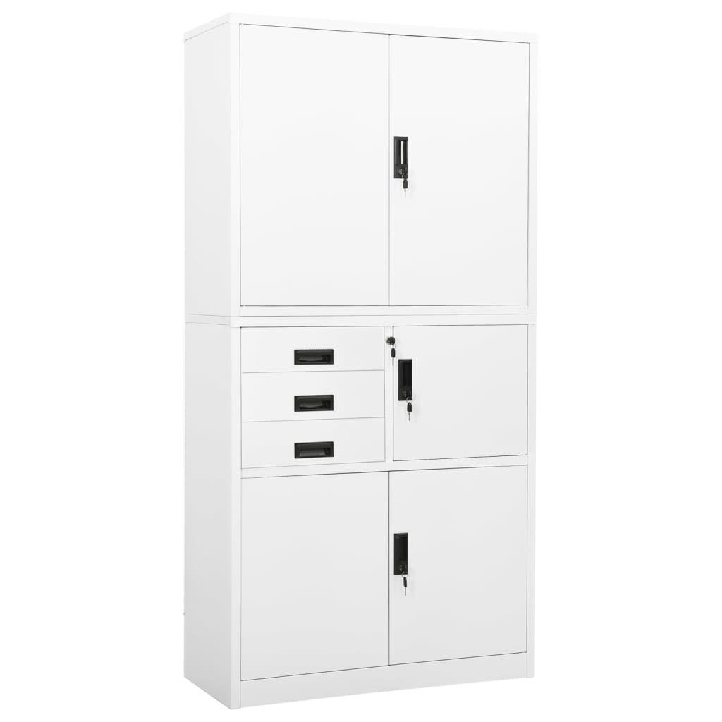 Kontorskap hvit 90x40x180 cm stål