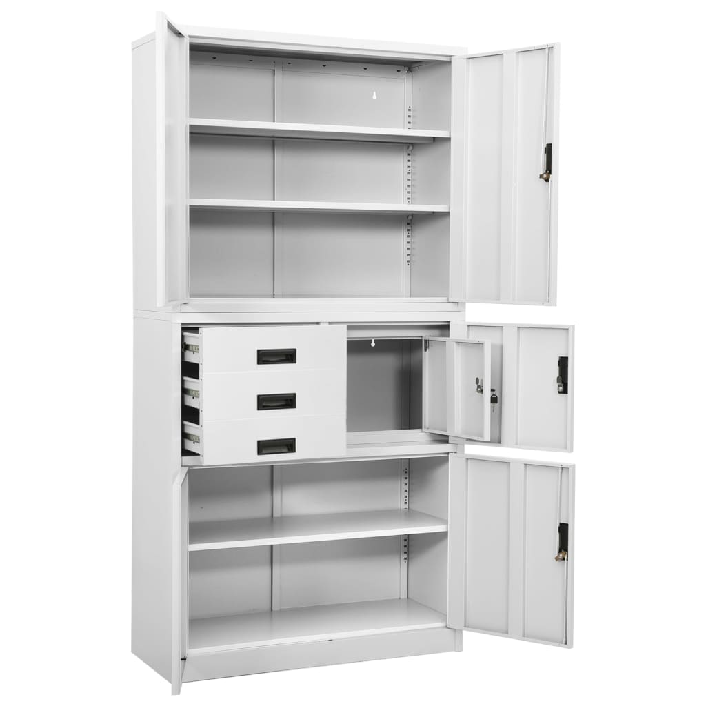 Kontorskap hvit 90x40x180 cm stål