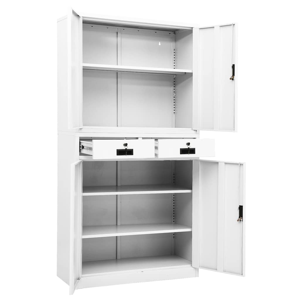 Kontorskap hvit 90x40x180 cm stål