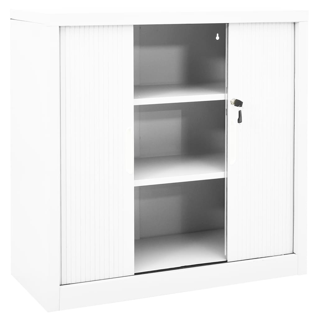 Skap med skyvedør 90x40x90 cm stål hvit vidaXL