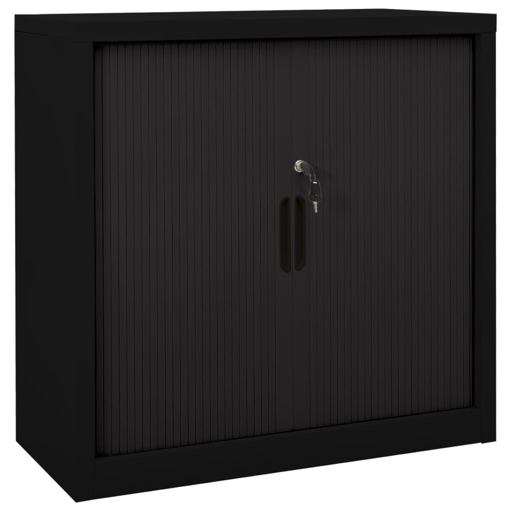 Skap med skyvedør svart 90x40x90 cm stål vidaXL