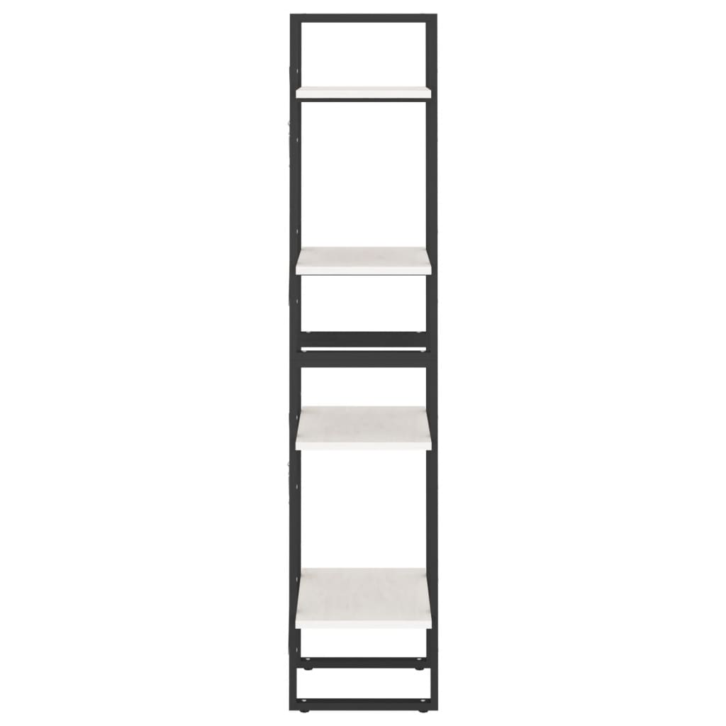 Bokhylle 4 nivåer hvit 40x30x140 cm heltre furu