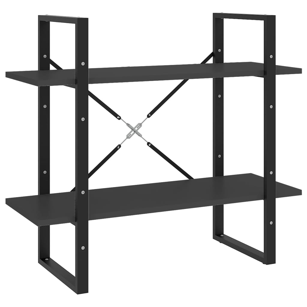 Bokhylle 2 nivåer grå 80x30x70 cm konstruert tre