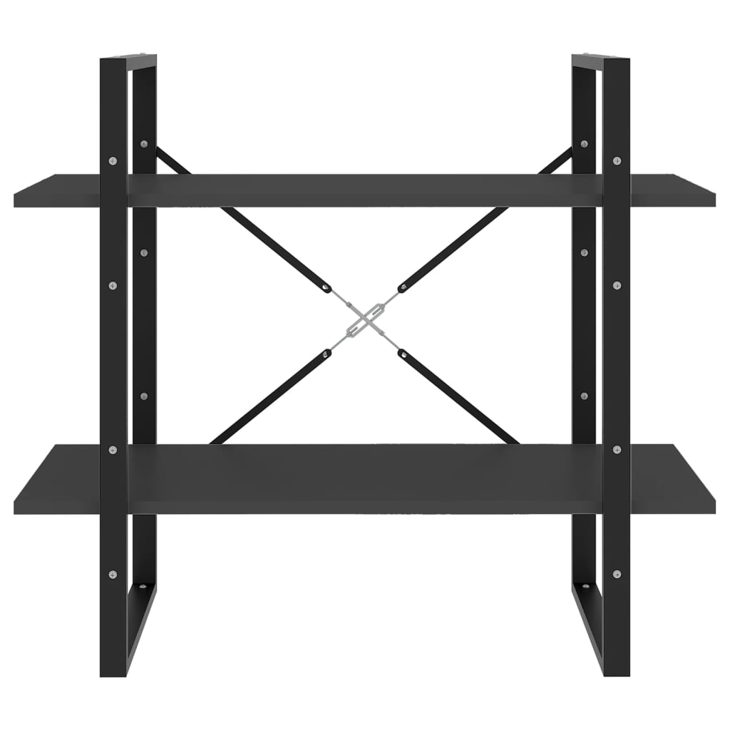 Bokhylle 2 nivåer grå 80x30x70 cm konstruert tre
