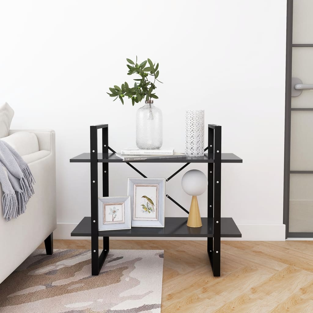 Bokhylle 2 nivåer grå 80x30x70 cm konstruert tre