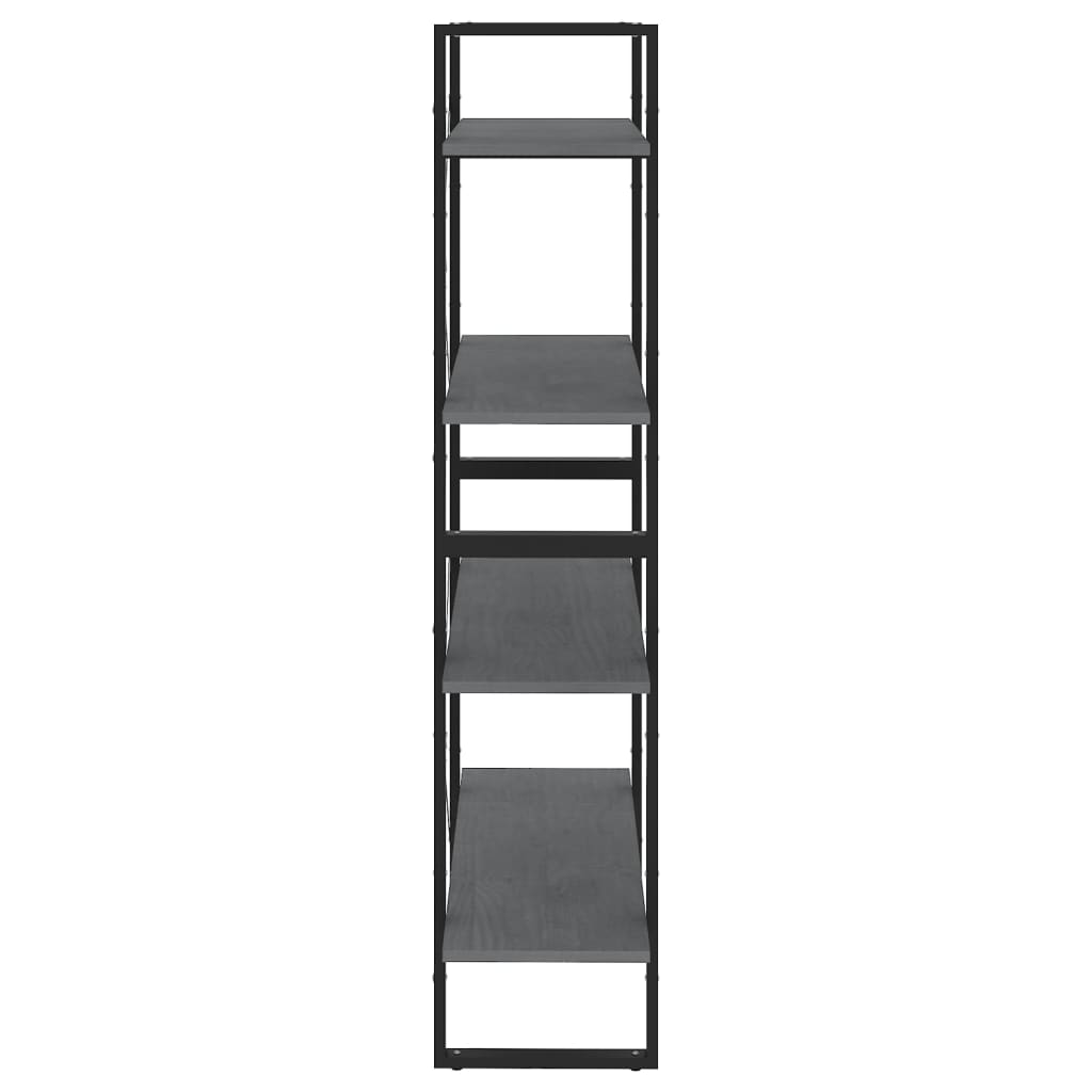 Bokhylle 4 nivåer grå 80x30x140 cm heltre furu