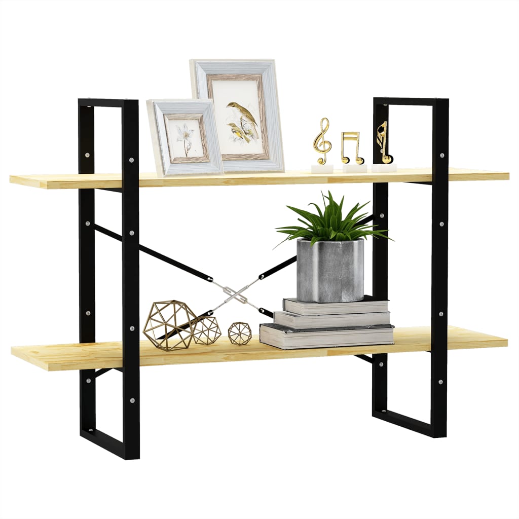 Bokhylle 2 nivåer 100x30x70 cm heltre furu