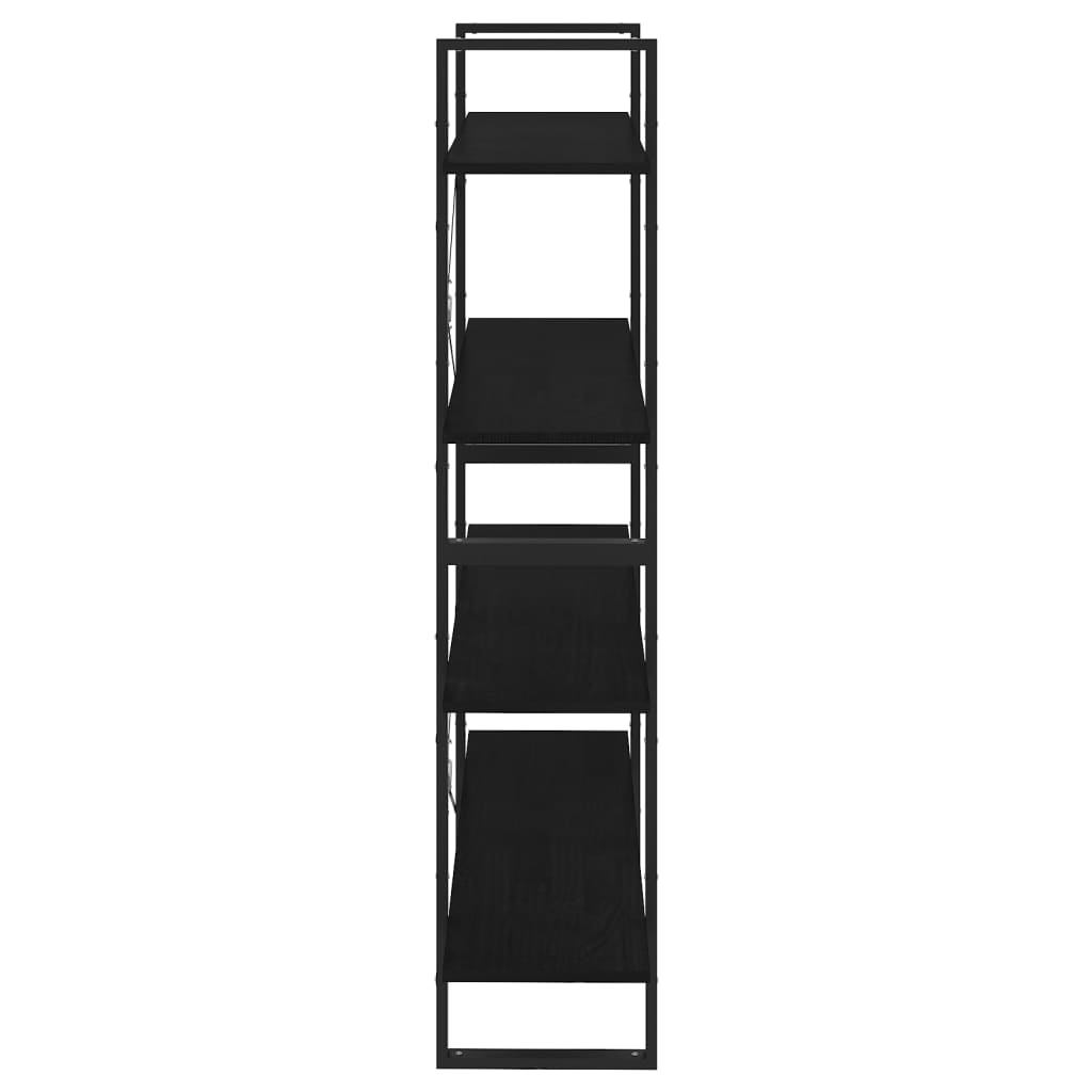 Bokhylle 4 nivåer svart 100x30x140 cm heltre furu