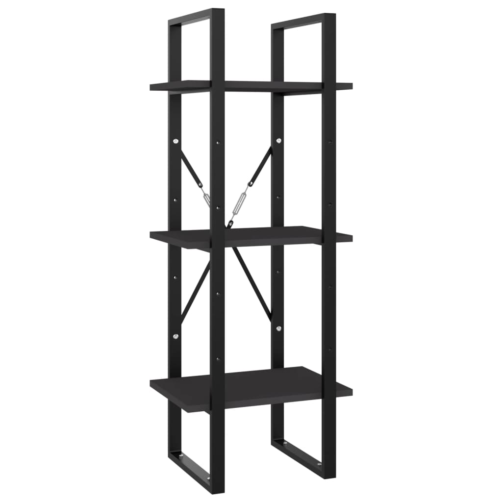 Bokhylle 3 nivåer grå 40x30x105 cm konstruert tre