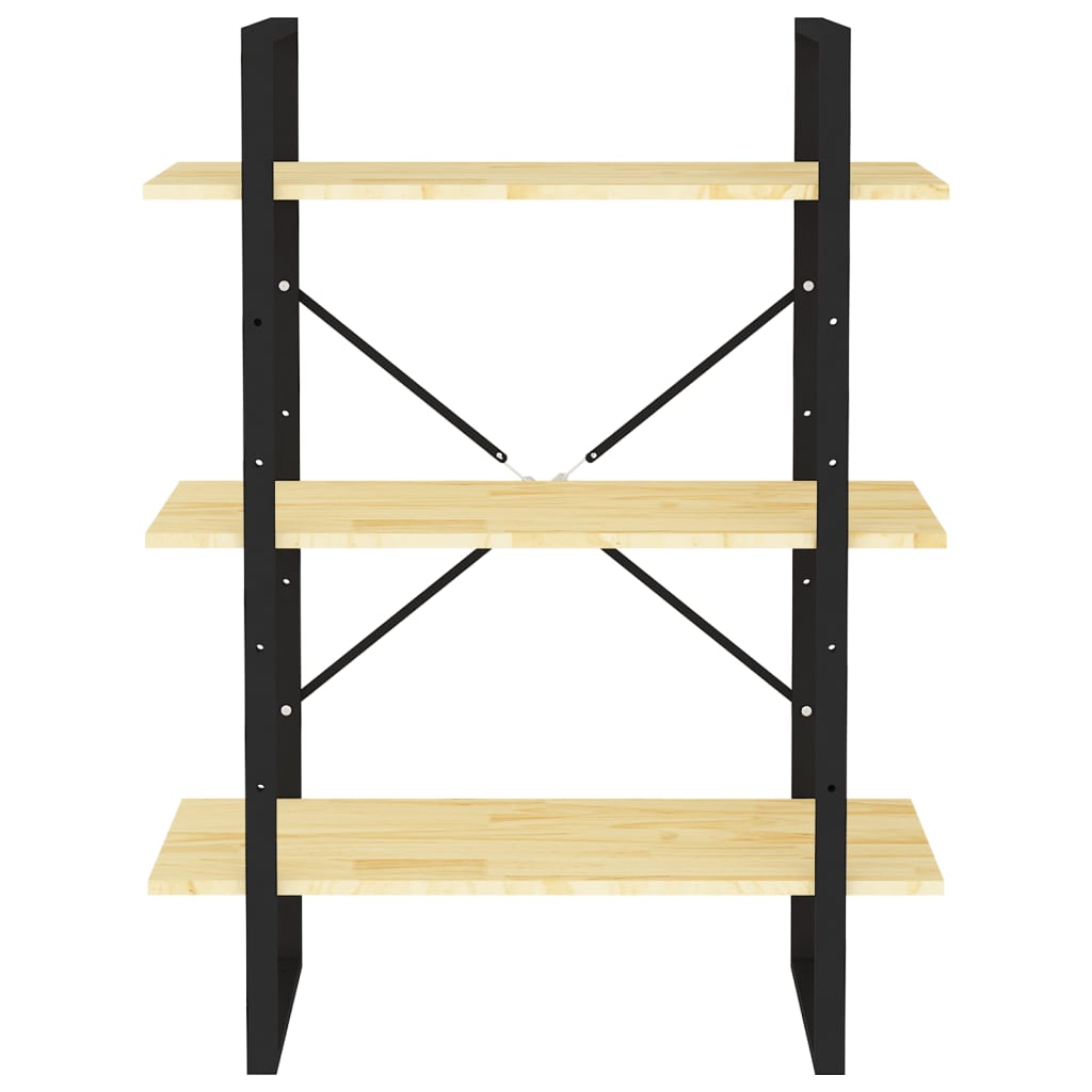 Bokhylle 3 nivåer 80x30x105 cm heltre furu