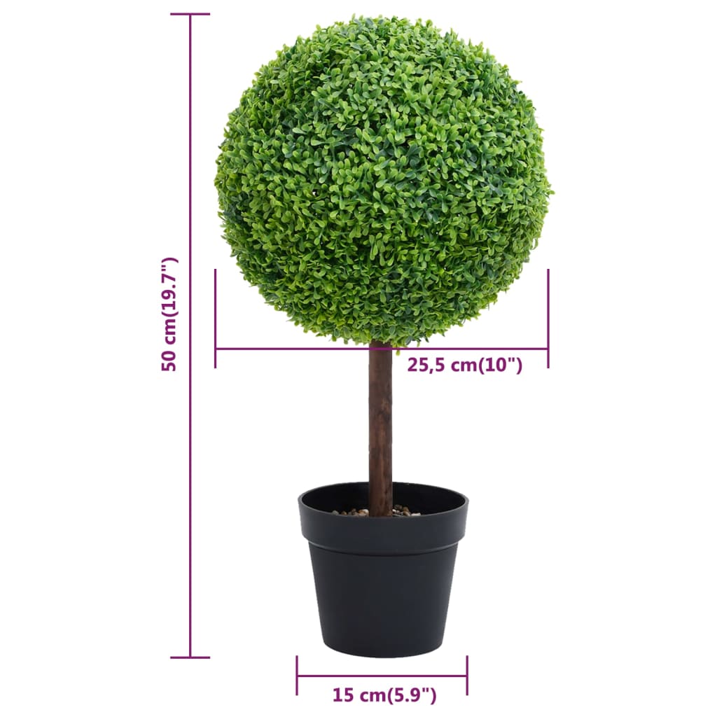 Kunstig buksbomplante med potte ballformet 50 cm grønn