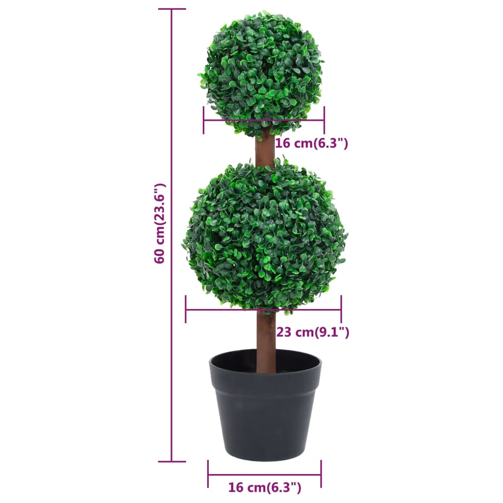Kunstig buksbomplante med potte ballformet 60 cm grønn