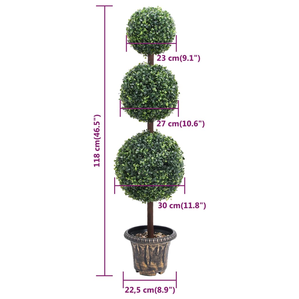 Kunstig buksbomplante med potte ballformet 118 cm grønn
